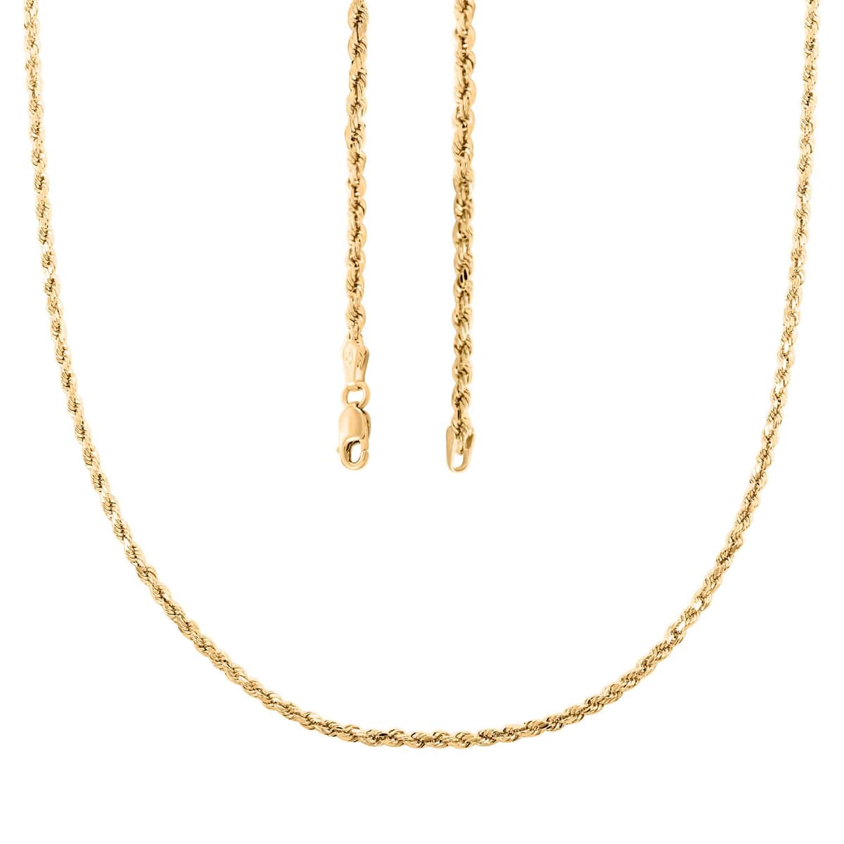 14K Yellow Gold 2.2mm Diamond-Cut Rope Chain Necklace 22 Inches 3.85 Grams image number 3