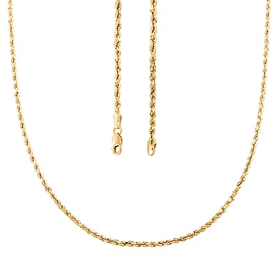 14K Yellow Gold 2.2mm Diamond-Cut Rope Chain Necklace 22 Inches 3.85 Grams