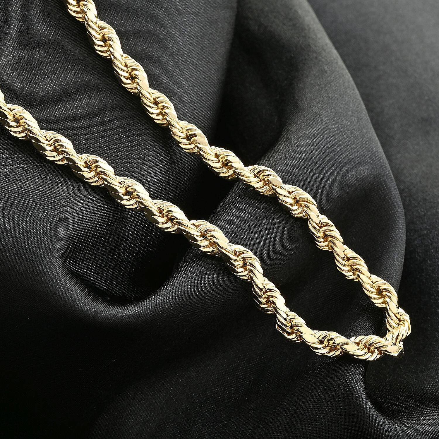 14K Yellow Gold 4.2mm Diamond-Cut Rope Chain Necklace 24 Inches 10.70 Grams
