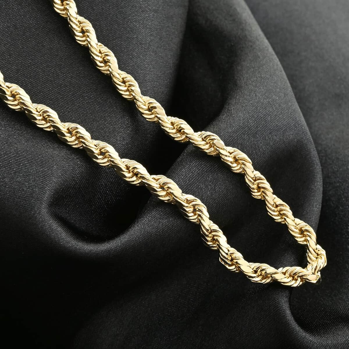 14K Yellow Gold 4.2mm Diamond-Cut Rope Chain Necklace 24 Inches 10.70 Grams image number 1