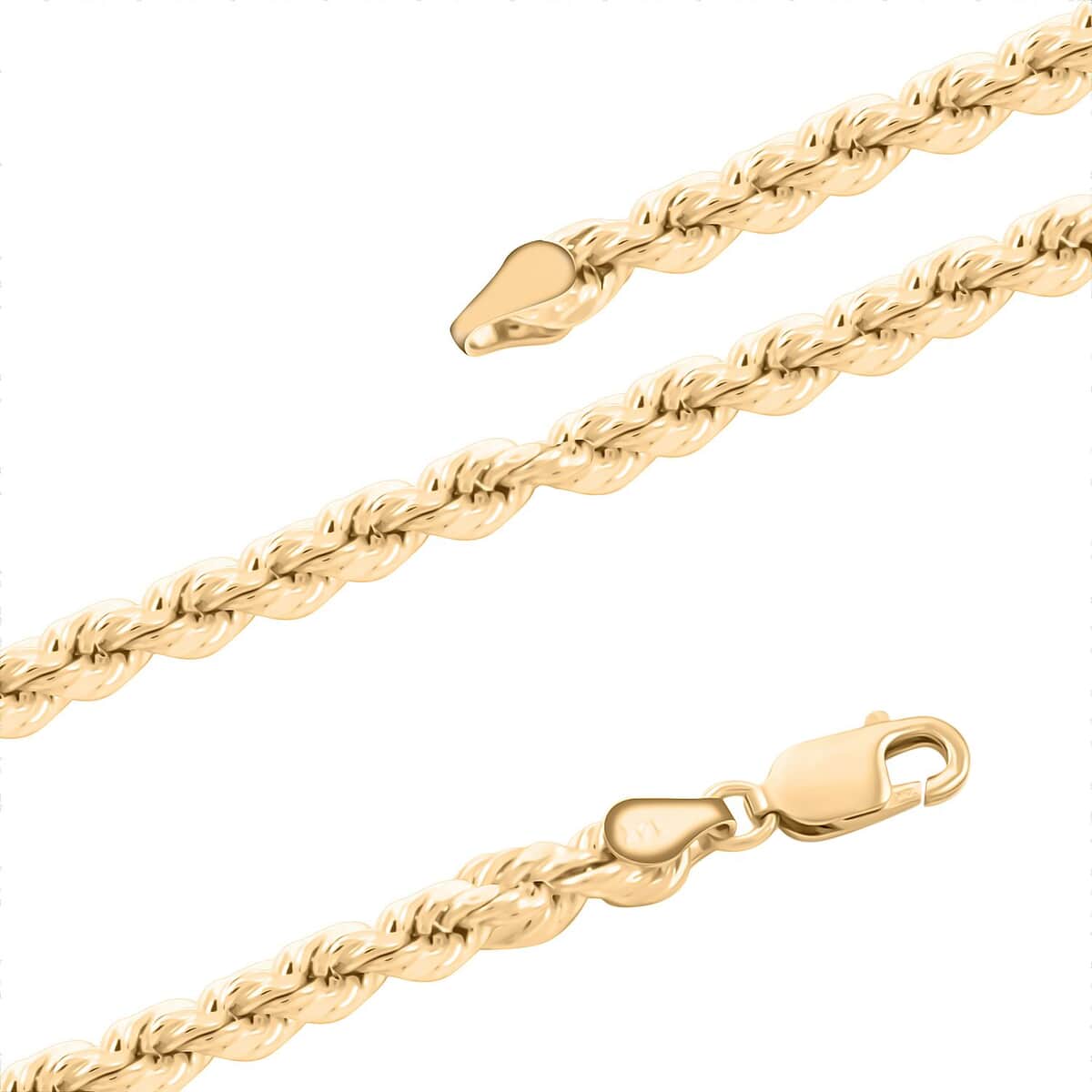 14K Yellow Gold 4.2mm Diamond-Cut Rope Chain Necklace 24 Inches 10.70 Grams image number 2