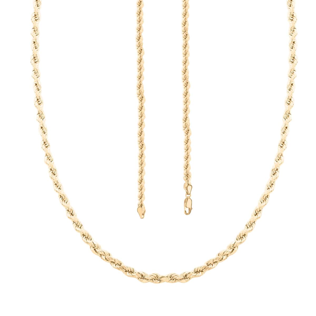 14K Yellow Gold 4.2mm Diamond-Cut Rope Chain Necklace 24 Inches 10.70 Grams image number 3