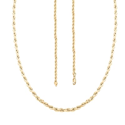 14K Yellow Gold 4.2mm Diamond-Cut Rope Chain Necklace 24 Inches 10.70 Grams