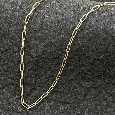 14K Yellow Gold Paperclip Chain Necklace 20 Inches 3 Grams