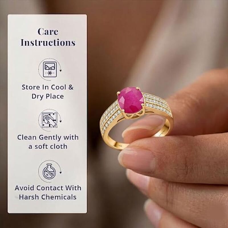 Certified & Appraised Luxoro AAA Mozambique Ruby and I2 Diamond 2.85 ctw Ring in 14K Yellow Gold (Size 10.5) 5.38 Grams