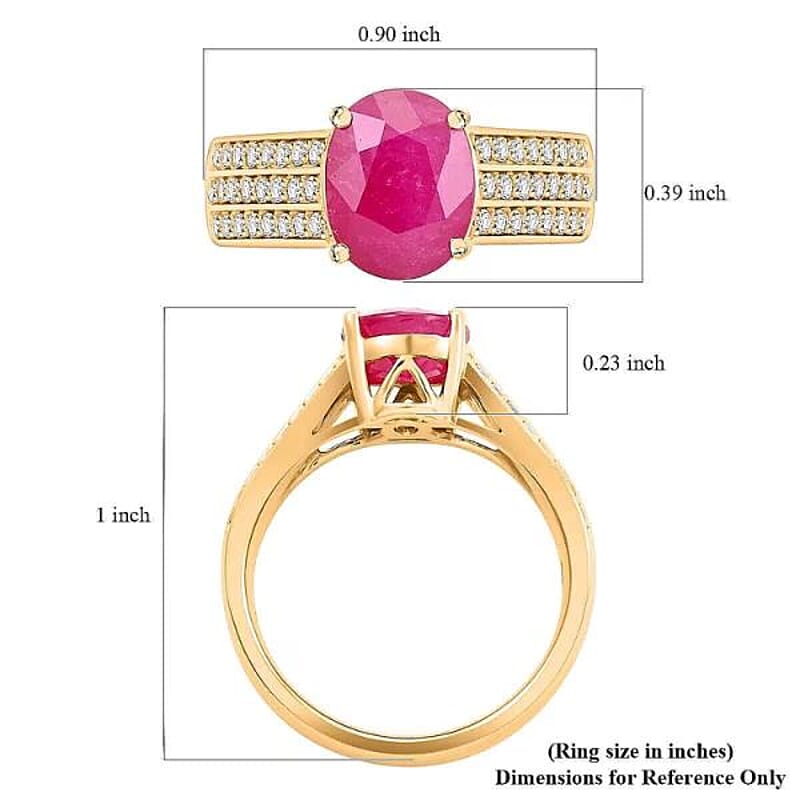 Certified & Appraised Luxoro AAA Mozambique Ruby and I2 Diamond 2.85 ctw Ring in 14K Yellow Gold (Size 10.5) 5.38 Grams