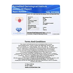 Certified & Appraised Luxoro AAA Mozambique Ruby and I2 Diamond 2.85 ctw Ring in 14K Yellow Gold (Size 5.5) 5.38 Grams