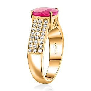 Certified & Appraised Luxoro AAA Mozambique Ruby and I2 Diamond 2.85 ctw Ring in 14K Yellow Gold (Size 6.0) 5.38 Grams