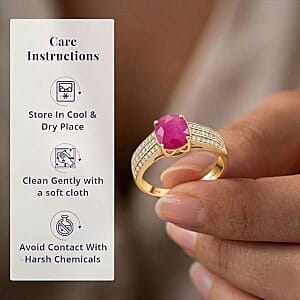 Certified & Appraised Luxoro AAA Mozambique Ruby and I2 Diamond 2.85 ctw Ring in 14K Yellow Gold (Size 6.5) 5.38 Grams