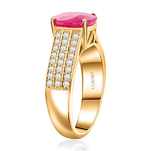 Certified & Appraised Luxoro AAA Mozambique Ruby and I2 Diamond 2.85 ctw Ring in 14K Yellow Gold (Size 7.0) 5.38 Grams