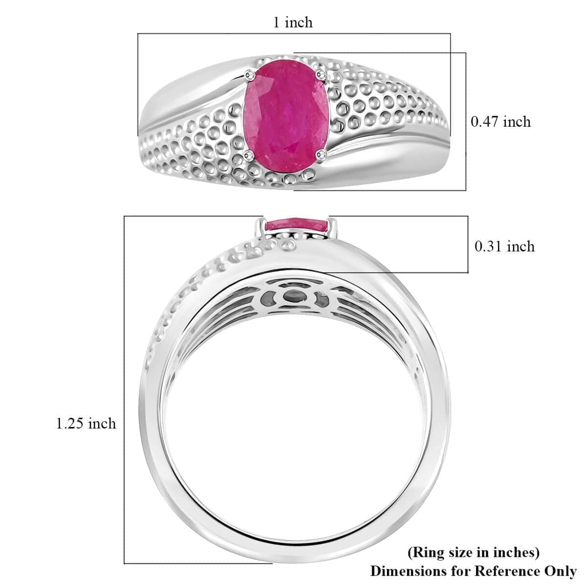 Certified & Appraised Luxoro AAA Montepuez Ruby 2.25 ctw Solitaire Men's Ring in 14K White Gold (Size 10.0) 8.46 Grams image number 4