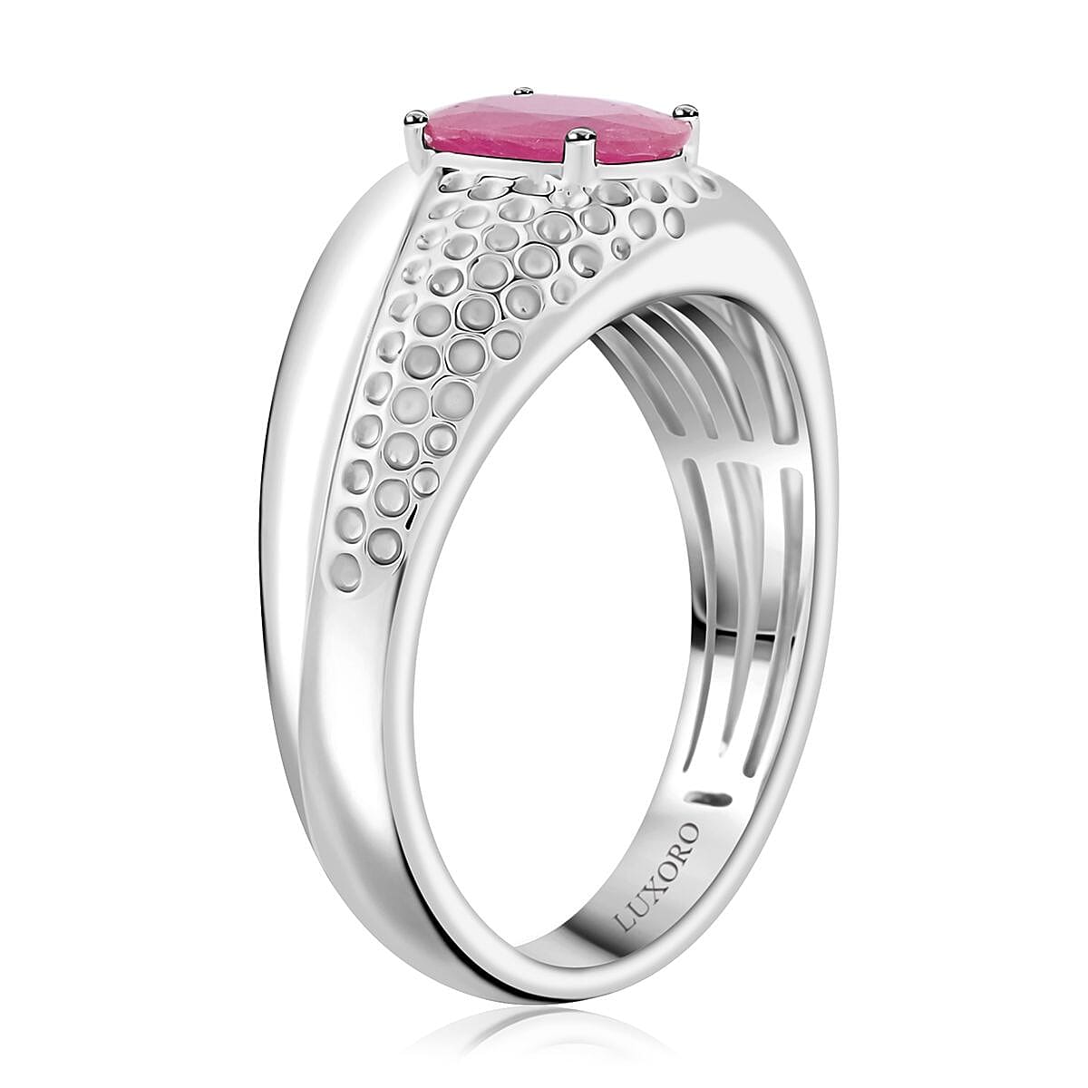 Certified & Appraised Luxoro AAA Montepuez Ruby 2.25 ctw Solitaire Men's Ring in 14K White Gold (Size 12.0) 8.46 Grams image number 2