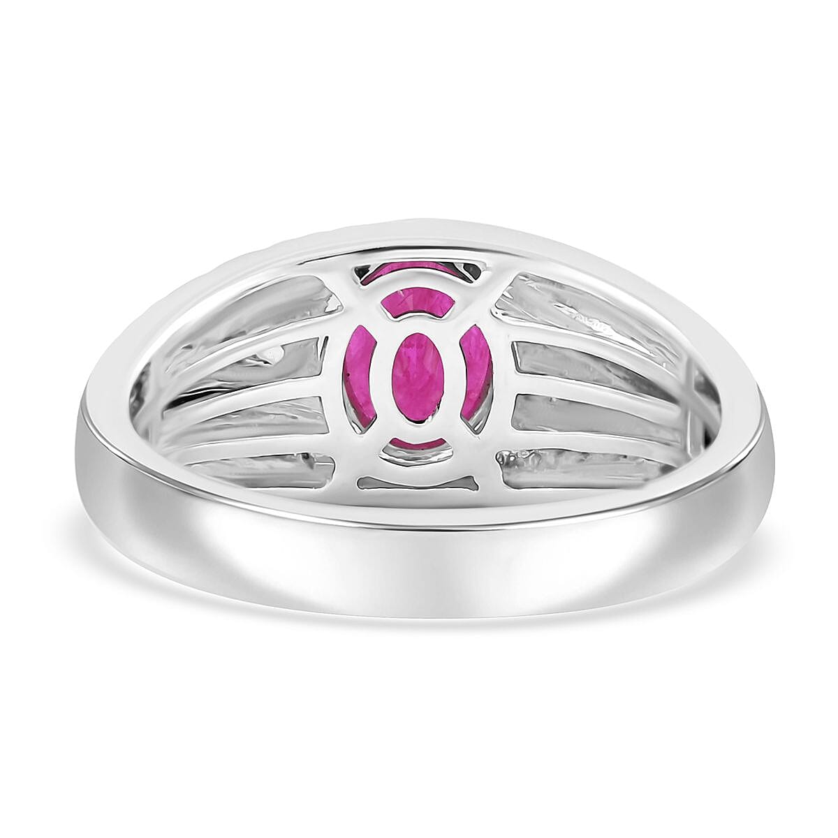 Certified & Appraised Luxoro AAA Montepuez Ruby 2.25 ctw Solitaire Men's Ring in 14K White Gold (Size 12.0) 8.46 Grams image number 3