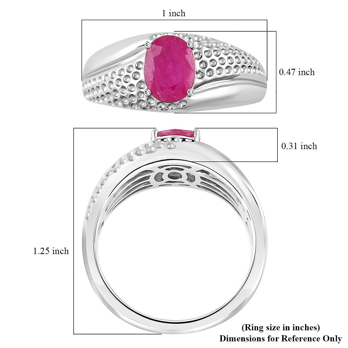 Certified & Appraised Luxoro AAA Montepuez Ruby 2.25 ctw Solitaire Men's Ring in 14K White Gold (Size 12.0) 8.46 Grams image number 4