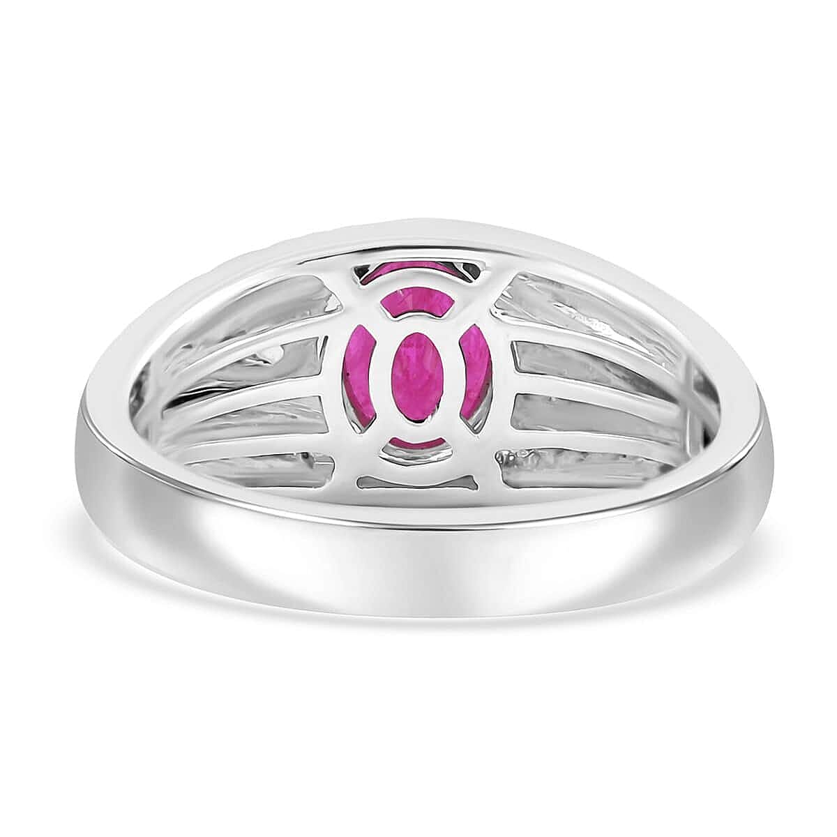 Certified & Appraised Luxoro AAA Montepuez Ruby 2.25 ctw Solitaire Men's Ring in 14K White Gold (Size 13.0) 8.46 Grams image number 3