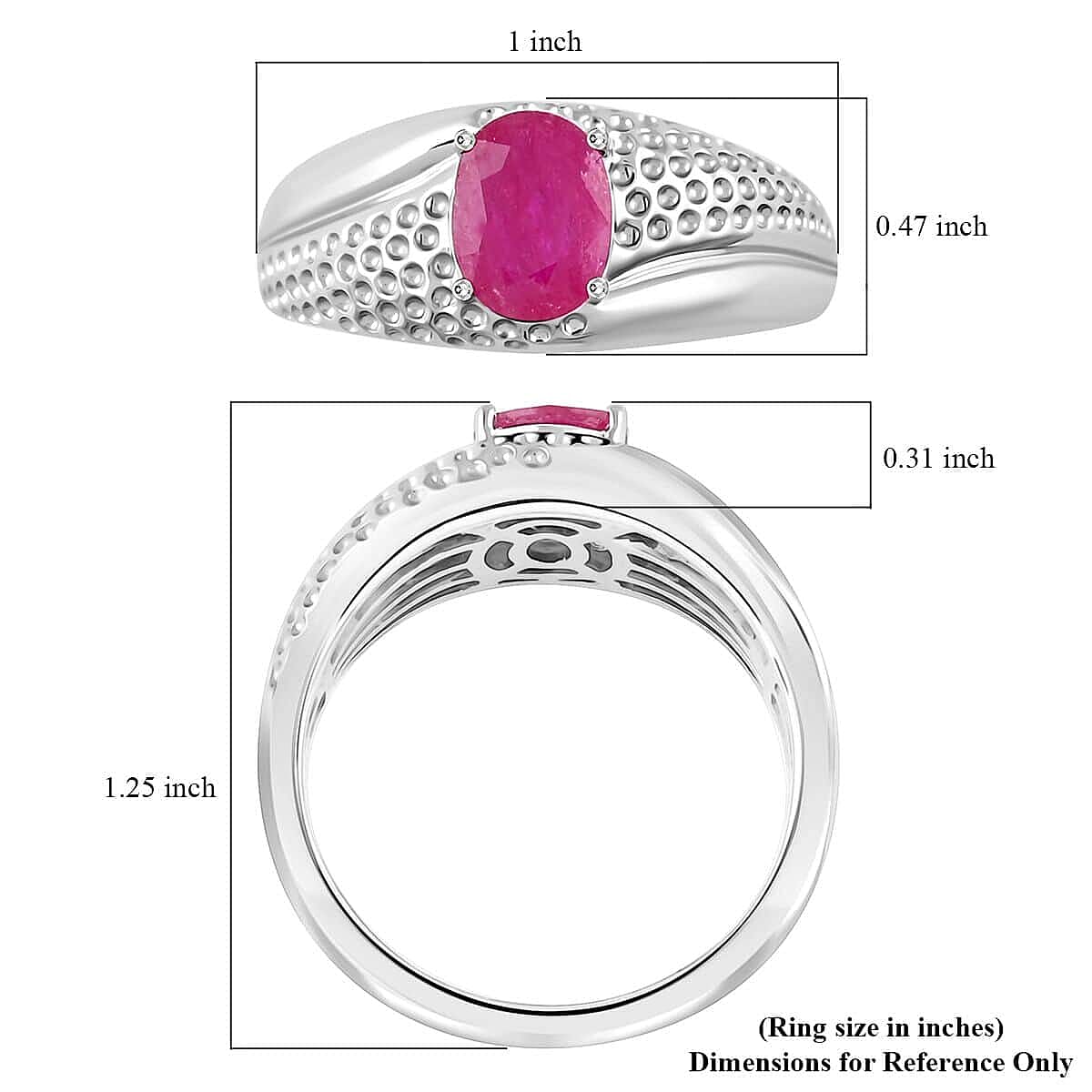 Certified & Appraised Luxoro AAA Montepuez Ruby 2.25 ctw Solitaire Men's Ring in 14K White Gold (Size 13.0) 8.46 Grams image number 4