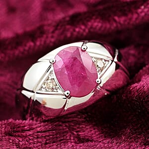 Certified & Appraised Luxoro AAA Montepuez Ruby and I2 Diamond 2.35 ctw Ring in 14K White Gold (Size 10.0) 7.50 Grams