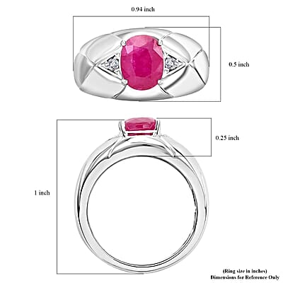 Certified & Appraised Luxoro AAA Montepuez Ruby and I2 Diamond 2.35 ctw Ring in 14K White Gold (Size 10.0) 7.50 Grams