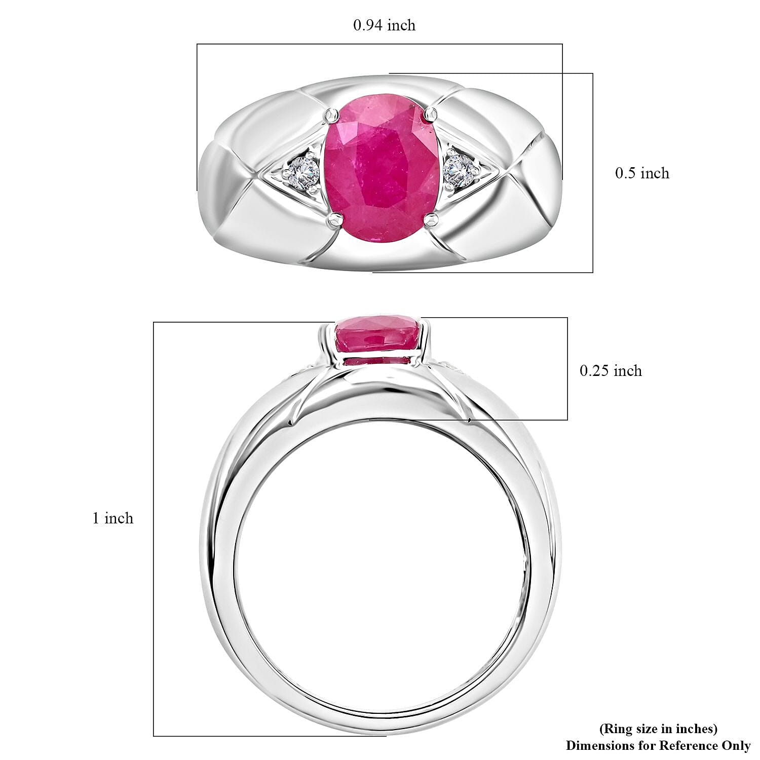 Certified & Appraised Luxoro AAA Montepuez Ruby and I2 Diamond 2.35 ctw Ring in 14K White Gold (Size 13.0) 7.50 Grams