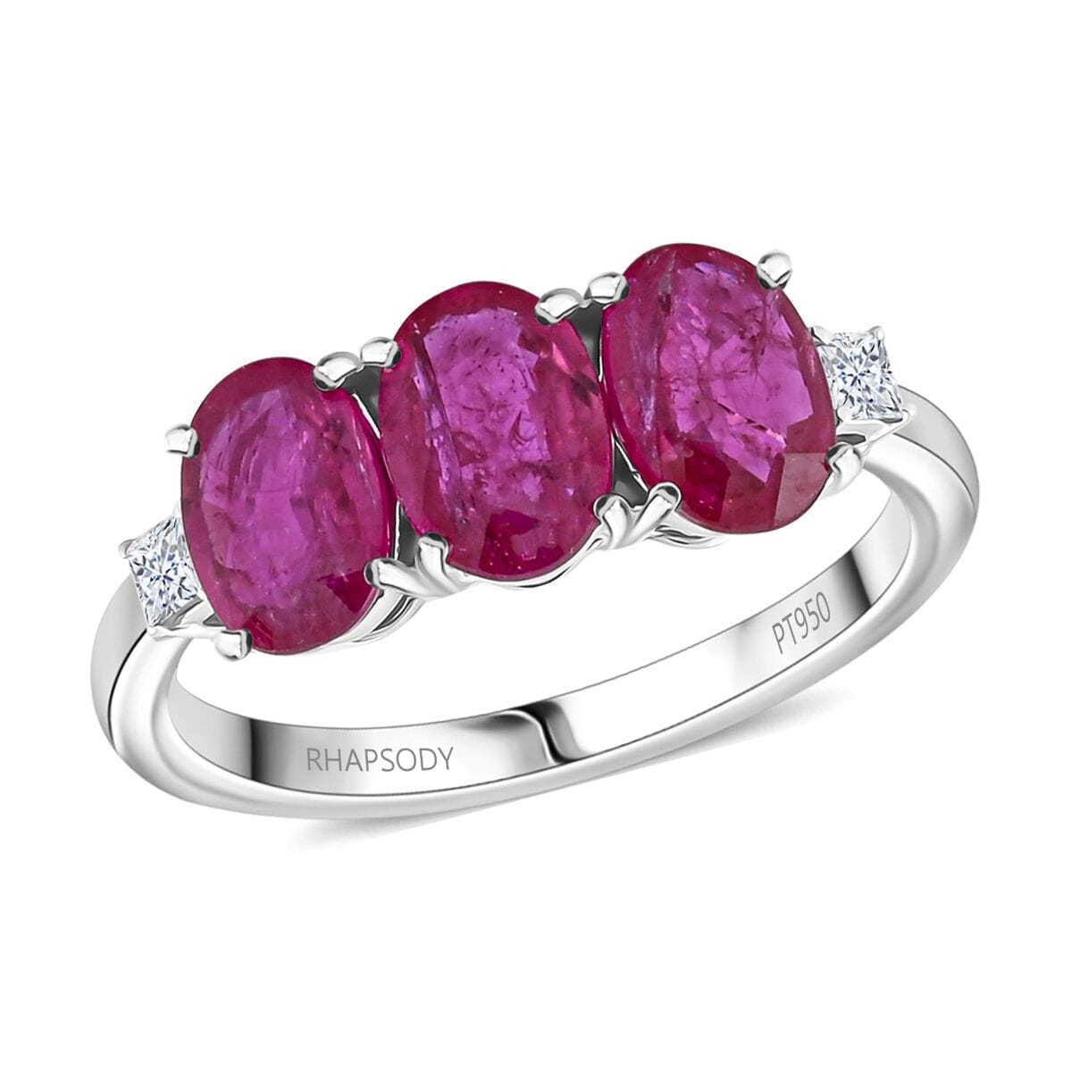 Rhapsody AAAA Royal Ruby and E-F VS Diamond 2.50 ctw Ring in 950 Platinum (Size 10.0) 4.29 Grams image number 0