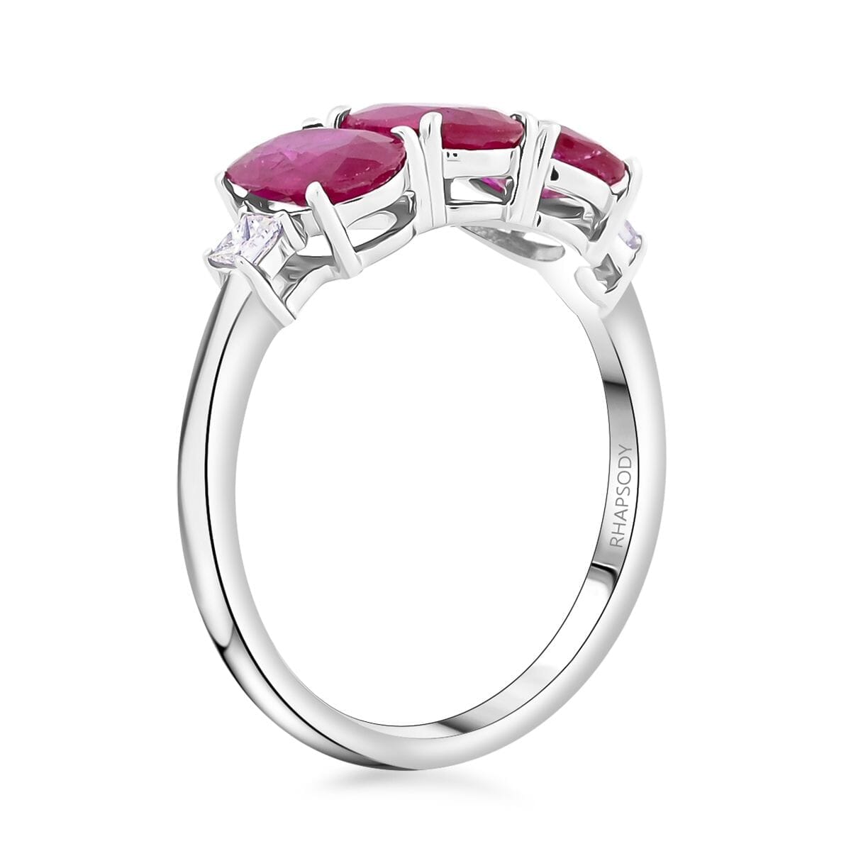 Rhapsody AAAA Royal Ruby and E-F VS Diamond 2.50 ctw Ring in 950 Platinum (Size 10.0) 4.29 Grams image number 3
