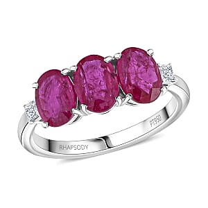Certified & Appraised Rhapsody AAAA Mozambique Ruby and E-F VS Diamond 2.50 ctw Ring in 950 Platinum (Size 8.5) 4.29 Grams