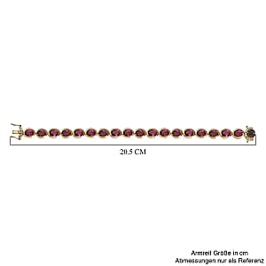 Watermelon Quartz Triplet and Red Garnet 31.21 ctw Bracelet in 18K Vermeil Yellow Gold Over Sterling Silver (7.5 In) (16.13 g)