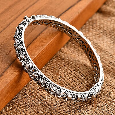 Bali Legacy Sterling Silver Butterfly Bangle Bracelet (6.50 In) 26.61 Grams