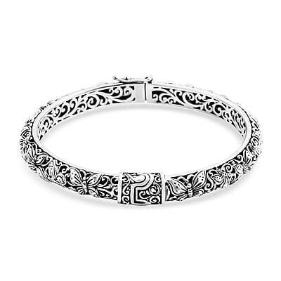 Bali Legacy Sterling Silver Butterfly Bangle Bracelet (6.50 In) 26.61 Grams
