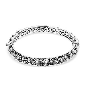 Bali Legacy Butterfly Bangle Bracelet in Sterling Silver (7.25 In) 29.75 Grams
