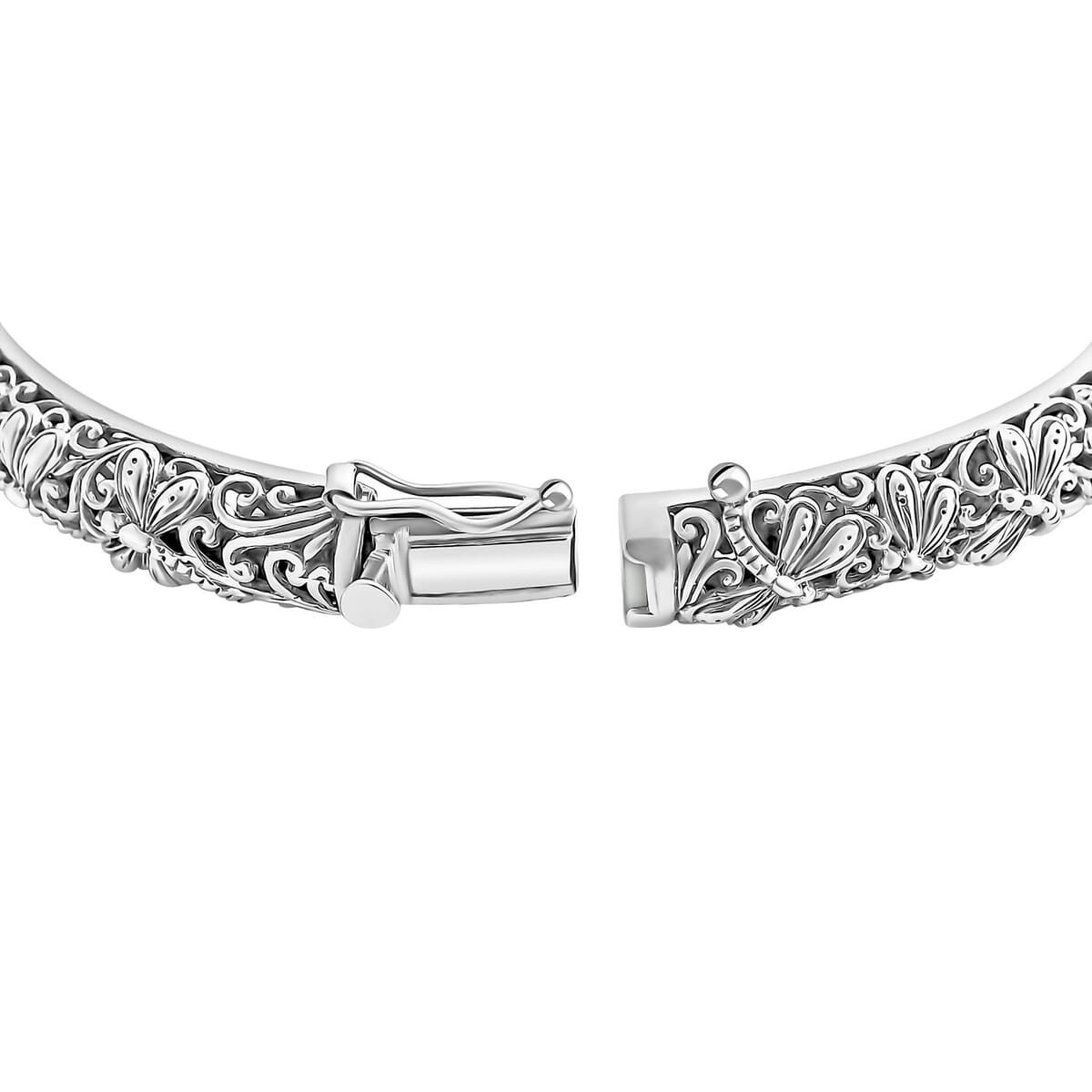 Bali Legacy Sterling Silver Dragonfly Bangle Bracelet (6.50 In) 26.23 Grams image number 4