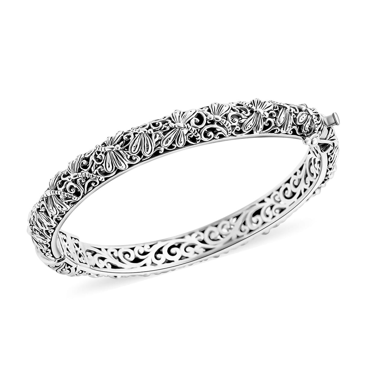 Bali Legacy Dragonfly Bangle Bracelet in Sterling Silver (7.25 In) 29.25 Grams image number 3