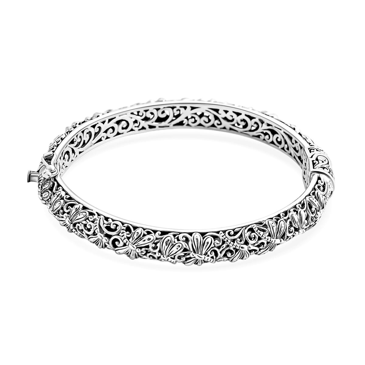 Bali Legacy Sterling Silver Dragonfly Bangle Bracelet (8.00 In) 32.39 Grams image number 0