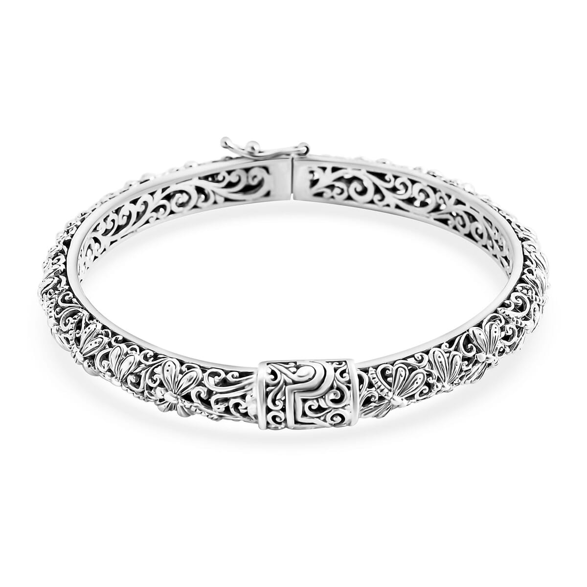 Bali Legacy Sterling Silver Dragonfly Bangle Bracelet (8.00 In) 32.39 Grams image number 3