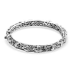 Bali Legacy Sterling Silver Jalak Bali Bangle Bracelet (6.50 In) 26.07 Grams