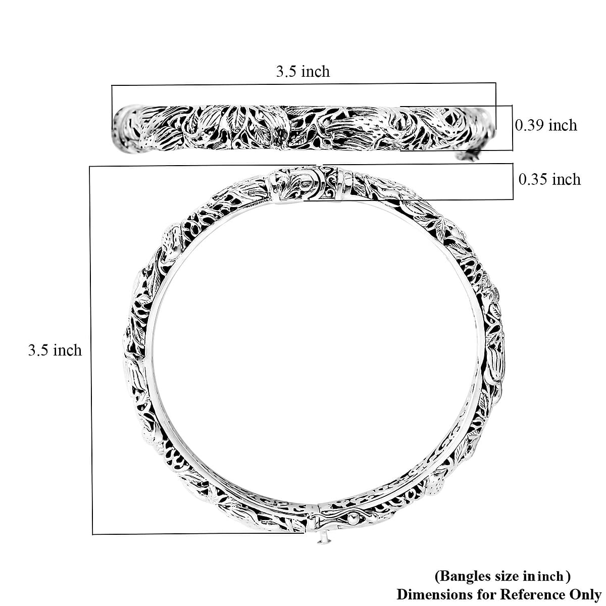 Bali Legacy Sterling Silver Jalak Bali Bangle Bracelet (6.50 In) 26.07 Grams image number 3