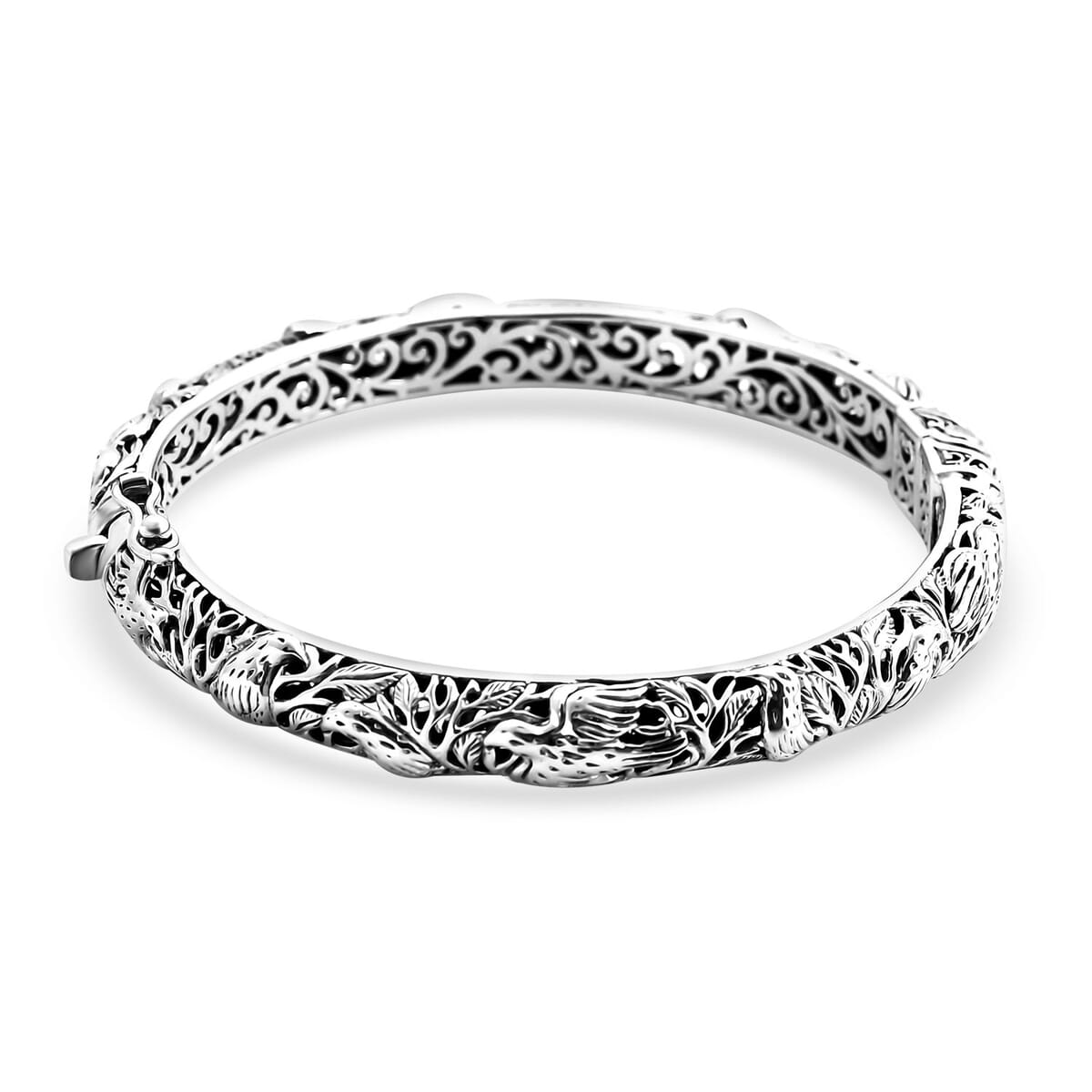 Bali Legacy Sterling Silver Jalak Bali Bangle Bracelet (8.00 In) 31.68 Grams image number 0