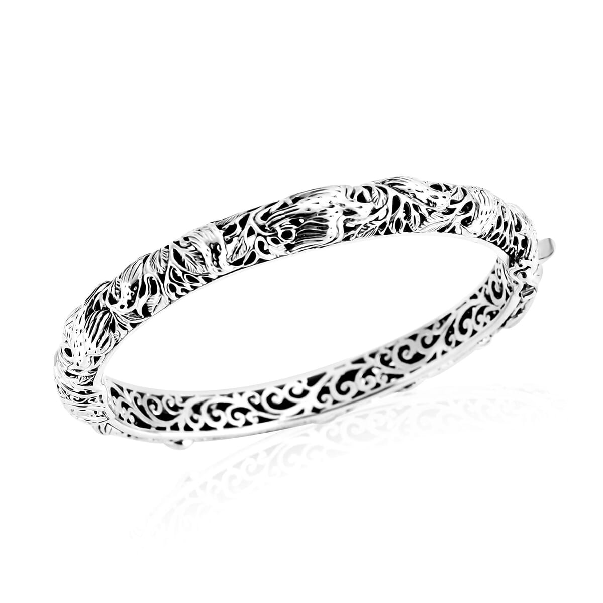 Bali Legacy Sterling Silver Jalak Bali Bangle Bracelet (8.00 In) 31.68 Grams image number 1