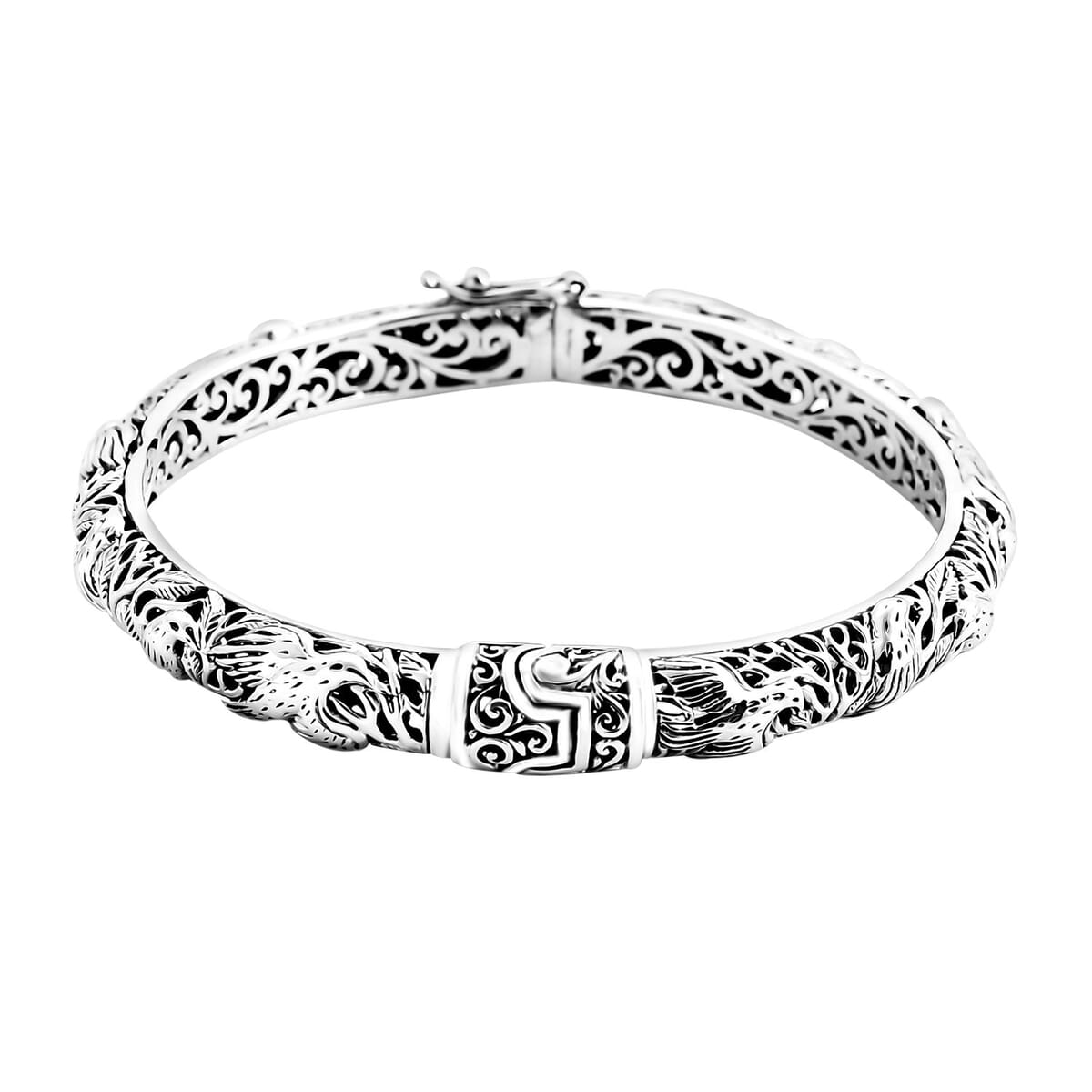 Bali Legacy Sterling Silver Jalak Bali Bangle Bracelet (8.00 In) 31.68 Grams image number 2