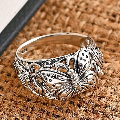 Bali Legacy Sterling Silver Butterfly Ring (Size 10.0) 4.15 Grams