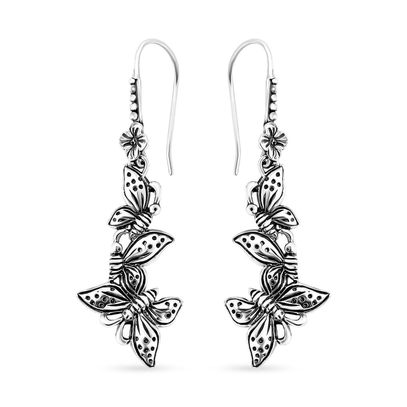 Bali Legacy Butterfly Earrings in Sterling Silver 5.15 Grams