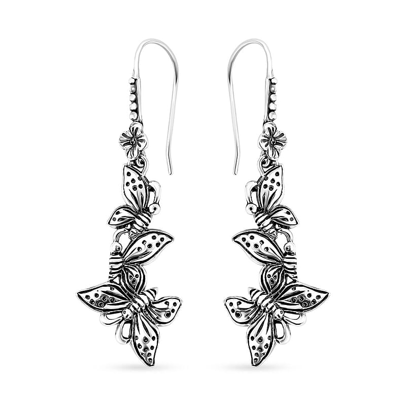 Bali Legacy Butterfly Earrings in Sterling Silver 5.15 Grams