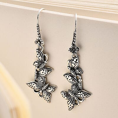 Bali Legacy Butterfly Earrings in Sterling Silver 5.15 Grams
