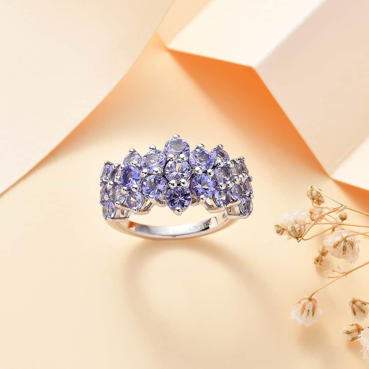 Tanzanite 2.70 ctw Bubbles Ring in Rhodium Over Sterling Silver (Size 10.0)  image number 1