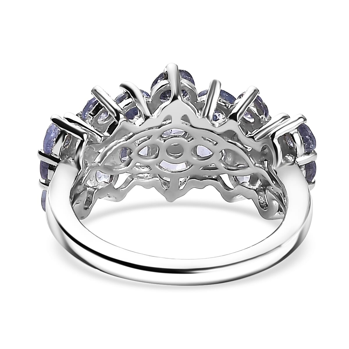 D'Joy Tanzanite 2.70 ctw Bubbles Ring in Rhodium Over Sterling Silver (Size 10.0) 
