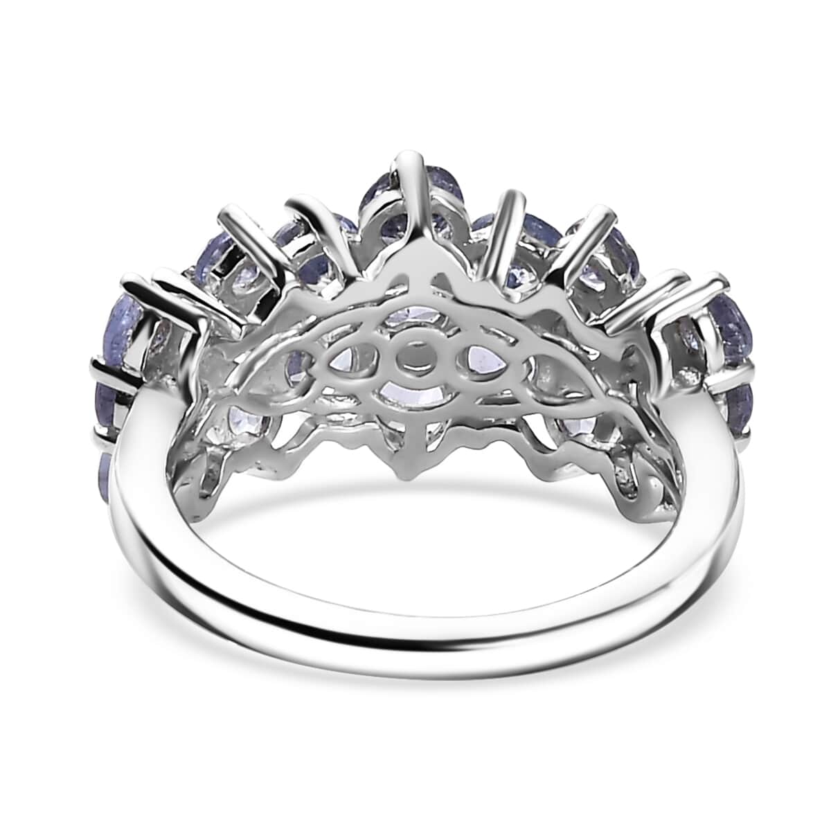 Tanzanite Cluster Ring in Rhodium Over Sterling Silver (Size 10.0) 2.70 ctw image number 4