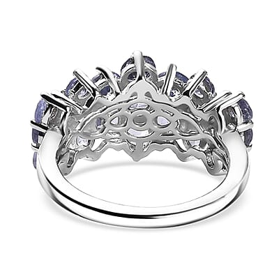 D'Joy Tanzanite 2.70 ctw Bubbles Ring in Rhodium Over Sterling Silver (Size 10.0) 
