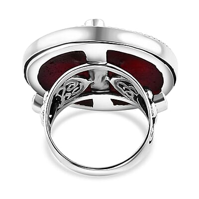 Bali Legacy Sponge Coral, Larimar and Multi Gemstone 2.90 ctw Ocean Bloom Ring in Sterling Silver (Size 10.0)