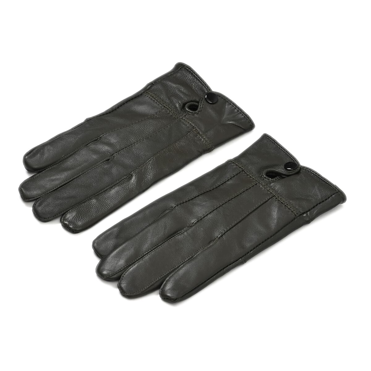 Green Sheep Leather Gloves with first 2 fingers Screen Touch image number 0