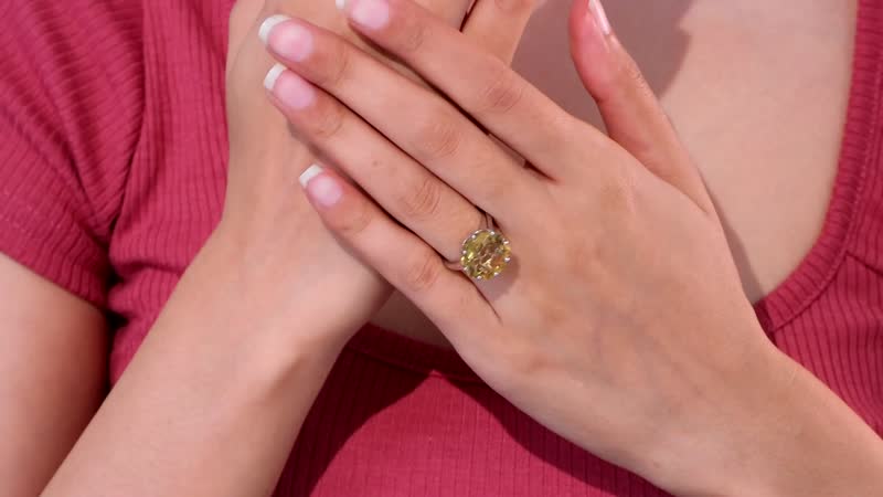 Brazilian Citrine 10.40 ctw Ring in Rhodium Over Sterling Silver